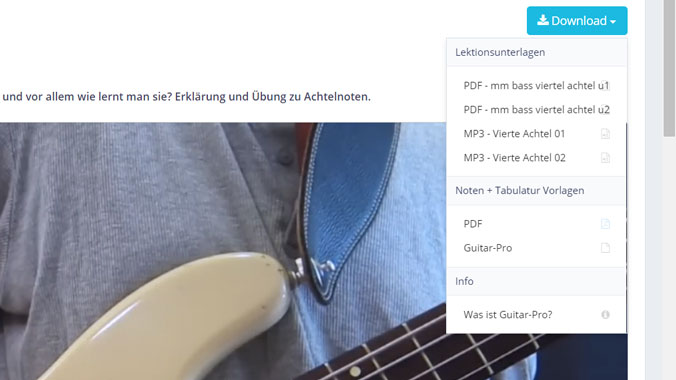Unterlagen und MP3-Playalongs zum Download E-Bass lernen Steffen Knauss Lektionunterlagen